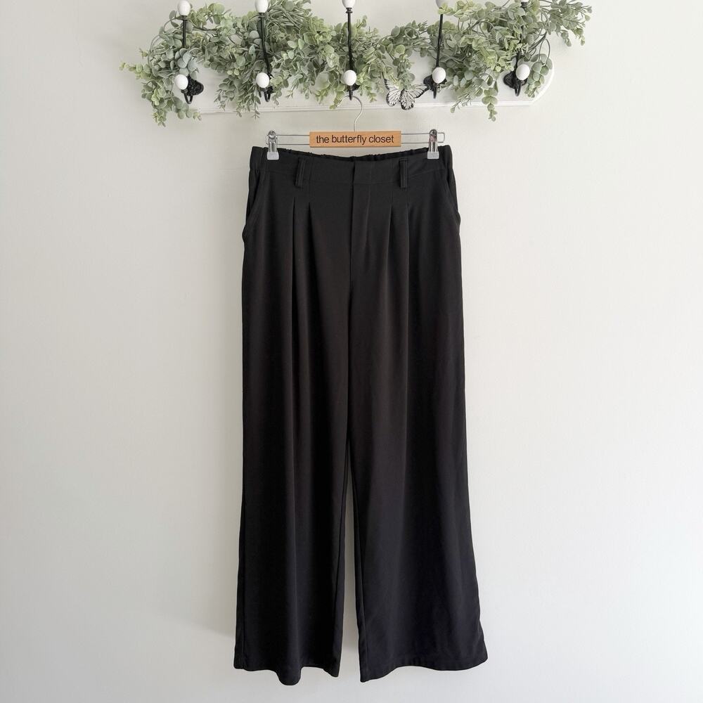 Halara Black Pleated Wide Leg Elastic Waist Pants Large M5893